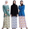 Malaysia Breathable Long Sleeve Muslim 2 Piece Sets Islamic Women Clothing Baju Kurung