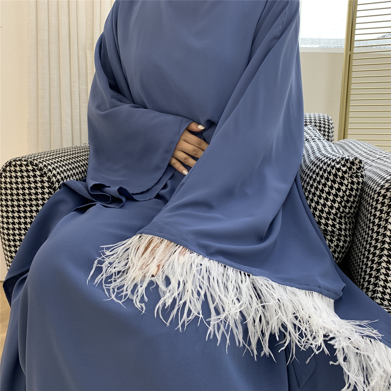Muslim Butterfly Bat Tight Sleeve Middle Eastern Robe Dress Islamic Clothing Dubai Kaftan