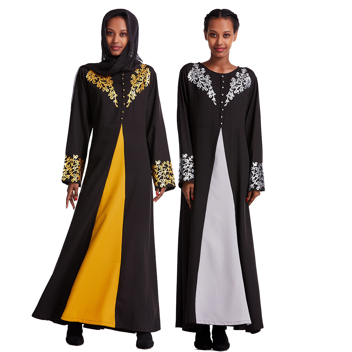 Turkish Modest Round Neck Long Sleeve Robes Muslim Islamic Women Abaya Dress Clothing 