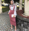Plus Size New Dubai Muslim Lady Modest Fashion Stripe Latest Design Sheath Dress Skirt