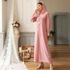 Pink Flower Arabic Loose Islamic Modest Muslim Women Maxi Dresses Casual Clothing Abaya