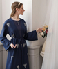  Pearl Navy Open Cardigan Robe Modest Muslimah Dubai Maxi Dresses Islamic Women's Abaya