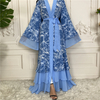 European And American Fashion Muslim Cardigan Hot Style Middle East Printing Stitching Abaya