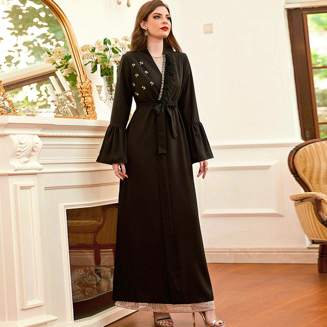 Black New Design Arabic Modest Fashion Loose Casual Islamic Dress Robe Muslim Maxi Dresses Abaya