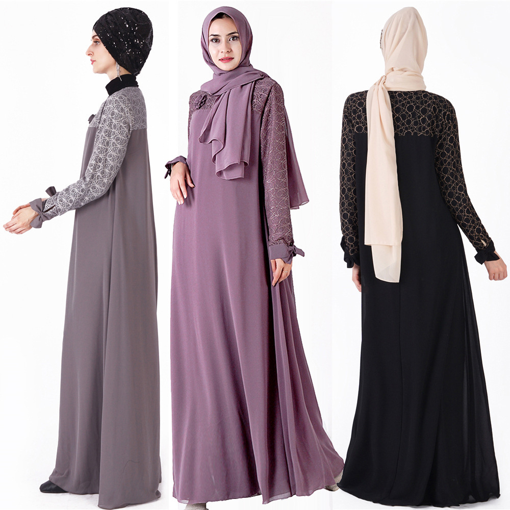 Arabic Plus Size Lace Modest Fashion Loose Casual Islamic Robe Muslim Maxi Dresses Abaya