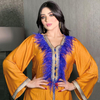  Modest Print Women Cotton Vêtements Dubai Muslim Dress Islamic Clothing Embroidery Borka Open Kimono Abaya