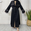 2022 European and American fashion Muslim robe Nida Nida mesh sequin stitching loose lace long-sleeved cardigan