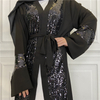 2022 Middle East foreign trade plus size Muslim fashion sequin stitching cardigan Nida robe female