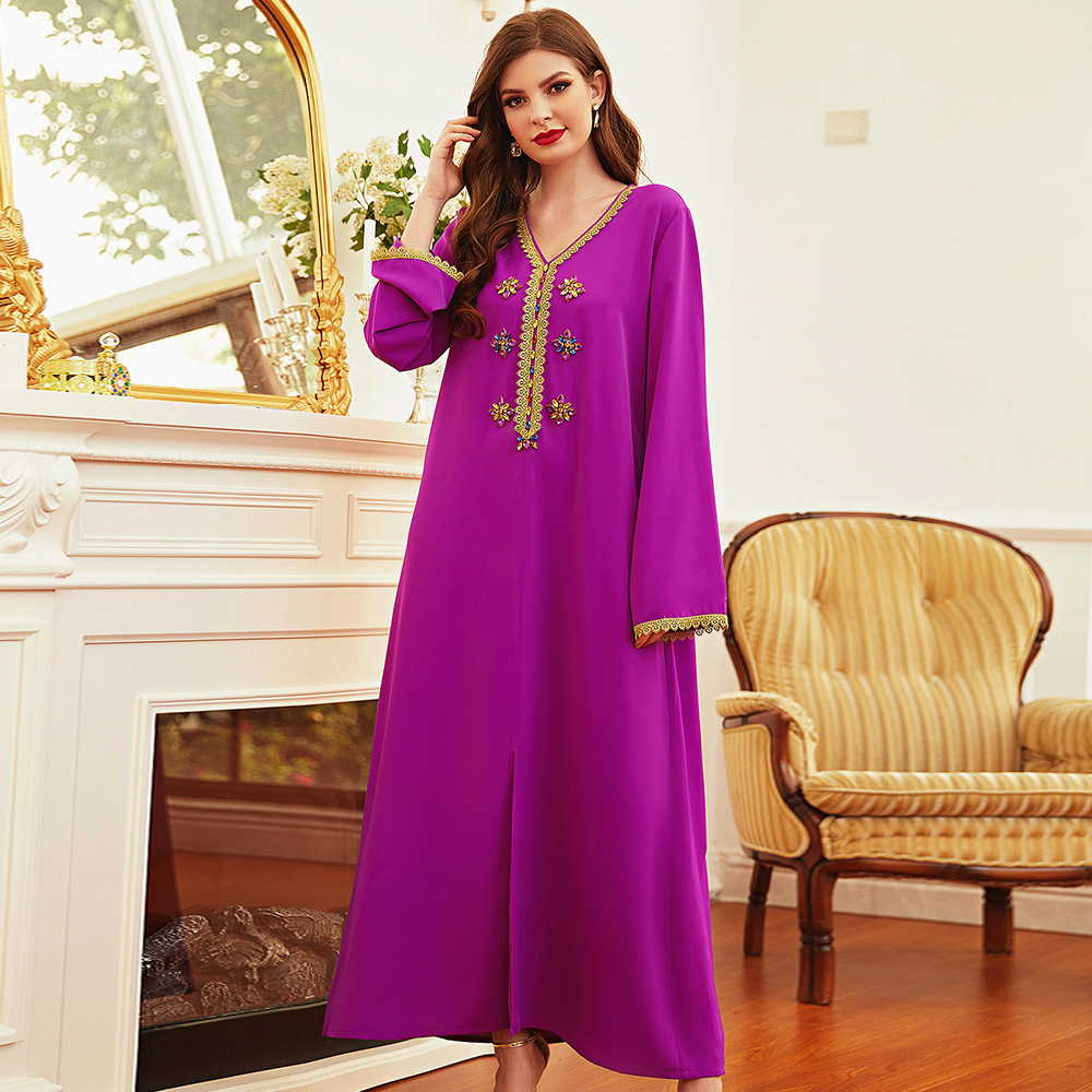 Long Sleeve Handmade Plus Size Robe Loose Islamic Party Modest Muslim Women Maxi Dresses Abaya