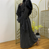 2022 AliExpress Hot Sale in Europe and America Flare Sleeve Loose Cardigan Robe Female Muslim Middle East Arab Striped 