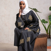 2022 Cross-border Hot Style Women's Gold Thread Positioning Heavy Industry Embroidery Cardigan Dubai Robe Kimono 