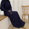 2022 European And American Fashion Muslim Women's Crepe Loose Flared Sleeve Round Neck Dress Long Skirt
