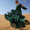 Dark Green Chiffon Dubai Modest Fashion Best Selling Islamic Muslim Robe Maxi Dresses Loose Abaya