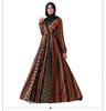 Muslim Printed V-neck Robe Modest Fashion Middle East Islamic Maxi Dresses Loose Abaya