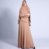 Ramadan spring pleated turban suit big swing dress retro Muslim solid color robe issued on behalf of