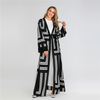 European And American Muslim Striped Loose Lace Cardigan Robe Women