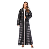 European And American Muslim Women Plaid Loose Long-sleeved Lace Robe 