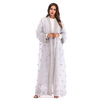 European And American Muslim Three-dimensional Flower Mesh Loose Lace Long-sleeved Cardigan Robe