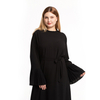 European And American Plus Size New Women's Dress Round Neck Pleated Stitching Trumpet Sleeve Slim Dress