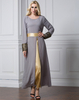 New Fashion Robe Chiffon Satin Hui Muslim Stitching Long-sleeved Dress Full Lining Plus Size