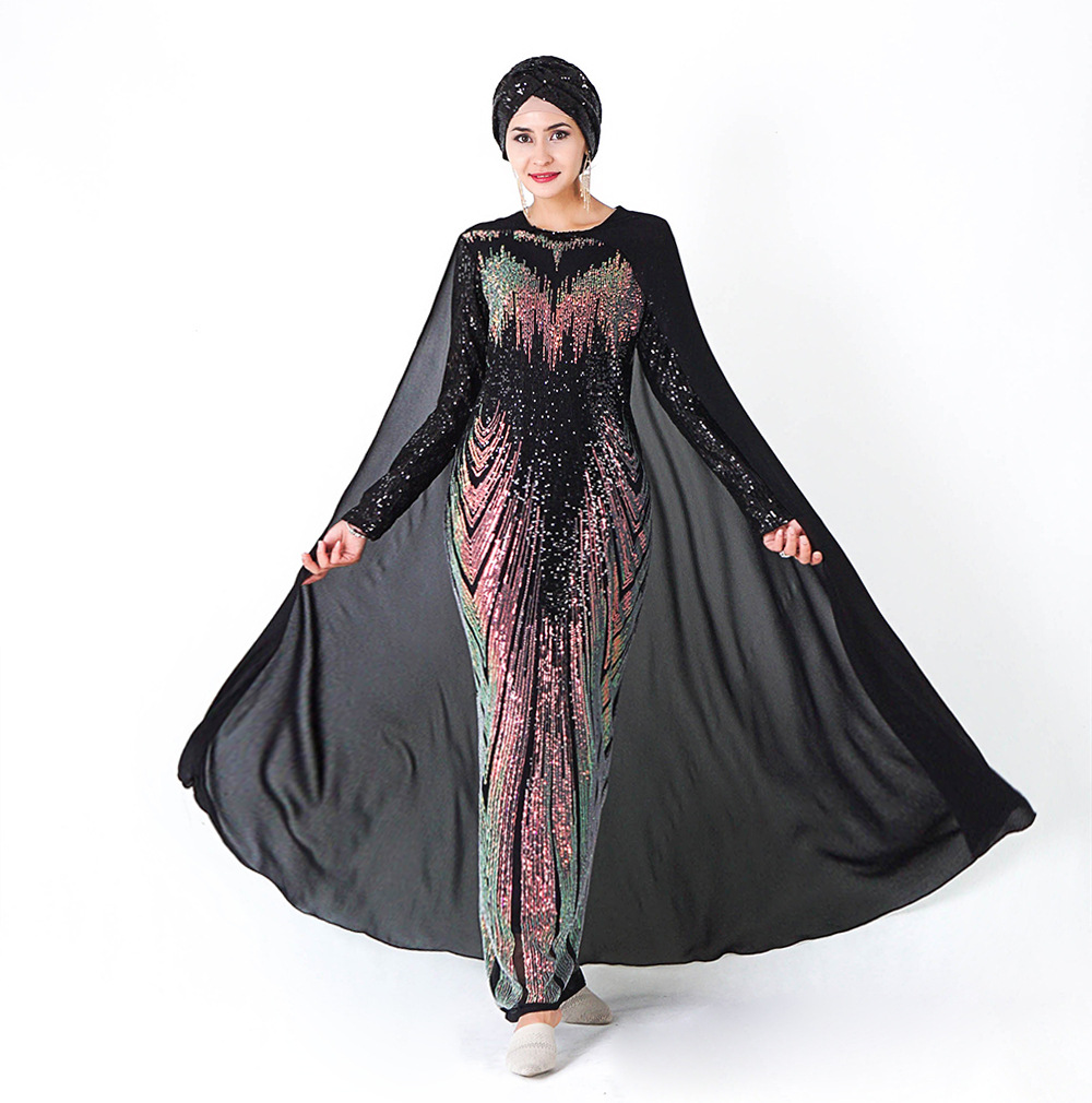 Moroccan Sequin Islamic Loose Islamic Muslim Maxi Dresses Modest Fashion Dubai Abaya