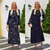 Printed Modest Fashion Chiffon Best Selling Islamic Muslim Robe Maxi Dresses Loose Abaya
