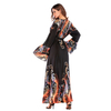 Amazon AliExpress Hot Print Round Neck Pile Sleeves Beaded Ice Soft Silk Dress Long Dress