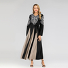 Middle Eastern Fashion Embroidered Muslim Dress Round Neck Long Sleeve Stitching and Big Swing Abaya
