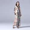 AliExpress New Fashion Long-sleeved Plus Size Women's Slim Checkered Full Button Cardigan Long Dress