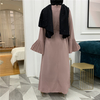 Middle Eastern Fashion Muslim Women's Large Size Round Neck Slim Pleated Sleeve Dress