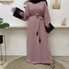 Islamic Turkey Dubai Hot Sale Fashion Muslim Dress Long Sleeve Lace Patchwork Dress