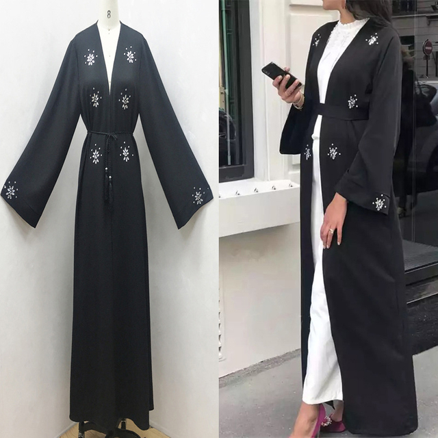  Dubai Caftan Kimono Jalabiya 2022 Burka Muslim Arab Abaya Kaftan Morocco Islamic Clothing Turkish Modest Bat Sleeve Thobe Prayer Women Maxi Dress Open Abaya