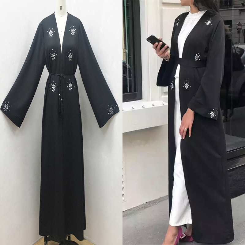  Dubai Caftan Kimono Jalabiya 2022 Burka Muslim Arab Abaya Kaftan Morocco Islamic Clothing Turkish Modest Bat Sleeve Thobe Prayer Women Maxi Dress Open Abaya
