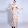 Ramadan New Floral Chiffon Dress Elastic Waist A-line Slim Muslim Female Long Skirt Spot Hair