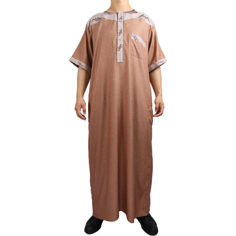 2022 Wholesale New Arabic Men's Robe Stand Collar Muslim Islamic Thobe