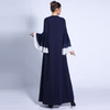 Autumn and winter new Muslim women's long skirt color matching three-layer chiffon wave sleeves with open dress