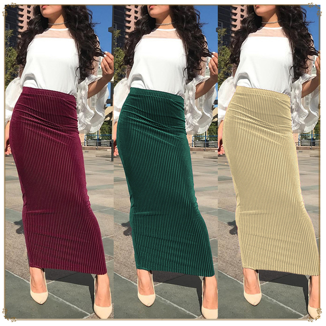 Summer New Muslim Lady Latest Design Color Fashion Sheath Dress Skirt
