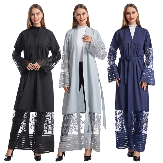  Embroidery Fabric Modest Borka Islamic Clothing Kaftan Muslimah Fashion Collection Muslim Dress Dresses Baju Women Kurta Abaya