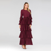 Amazon AliExpress Hot Selling New Fashion Elegant Round Neck Cake Skirt Long Dress