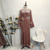 European And American Fashion Plus Size Women's Bronzing Trumpet Sleeve Gold Velvet Casual Dress Long Skirt