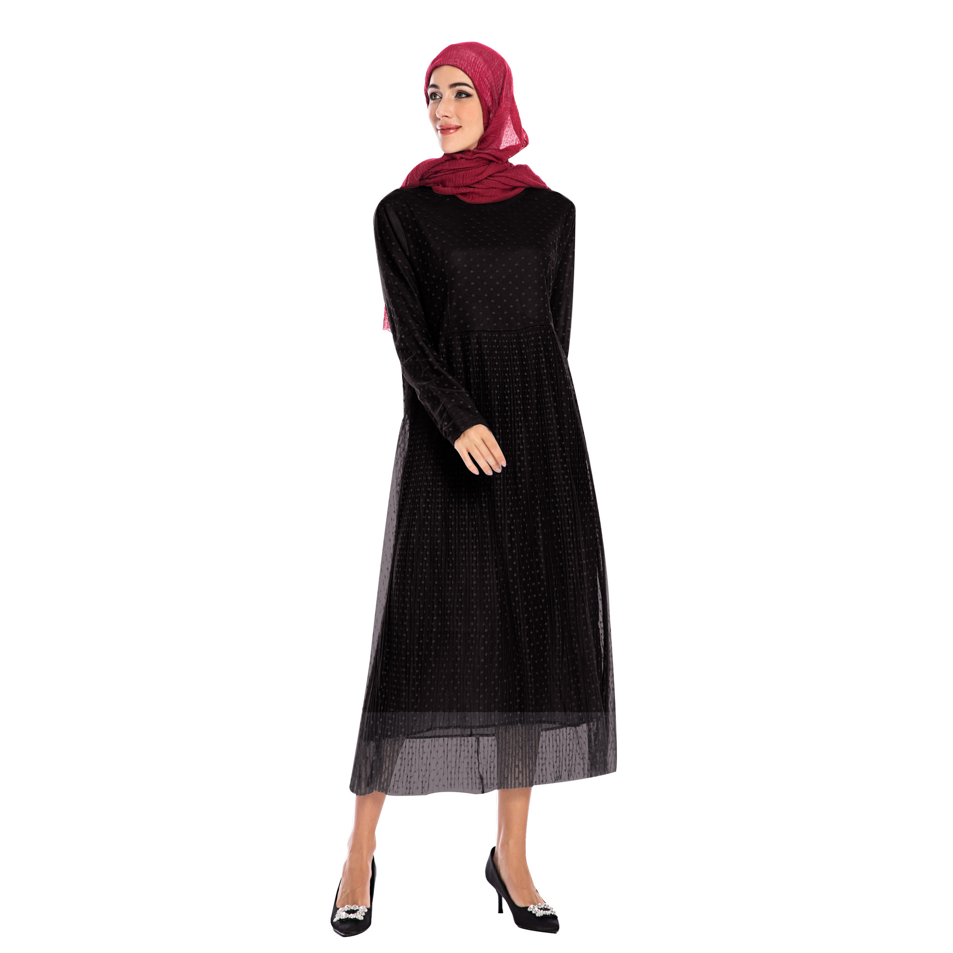 New European and American Polka Dot Plus Size Women's Mesh Dress
