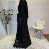 2022 Middle East Fashion New Style Bead Stitching Lace with Pocket Arab Muslim Cardigan Robe