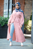 2022 new fashion Muslim lapel solid color full button slim dress long skirt