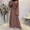 2022 AliExpress EBay Amazon Middle East Dubai Hot Sale Net Color Plus Size Lace-up Muslim Dress