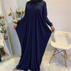 Ramadan Muslim new women's dress simple Malaysia Turkey solid color pleated dress
