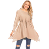 New Style Simple Malaysian Turkish Elastic Band Waist Women's Solid Color Plus Size Blouse