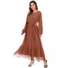 AliExpress Amazon 2020 Cross-border Foreign Trade Women's Stitching Long-sleeved Middle Eastern Fashion Dress