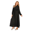 New Fashion Muslim Lapel Solid Color Full Button Slim Dress Long Skirt