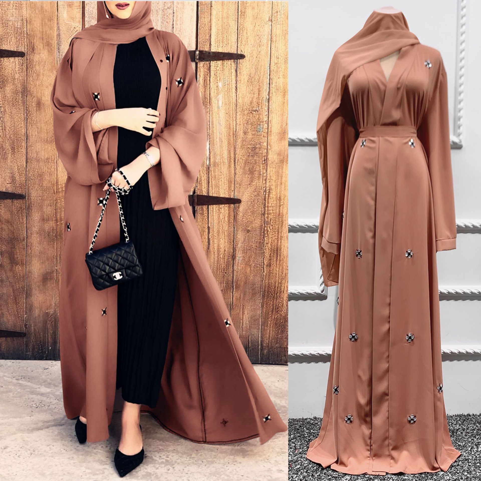 Fancy Kimono Muslim Dubai Maxi Dresses New Modest Fashion Elegant Arabic Islamic Abaya