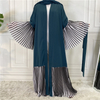 Ebay Hot Sale Middle East Muslim Long-sleeved Stitching Pleated Big Swing Robe Female Arab Long Cardigan